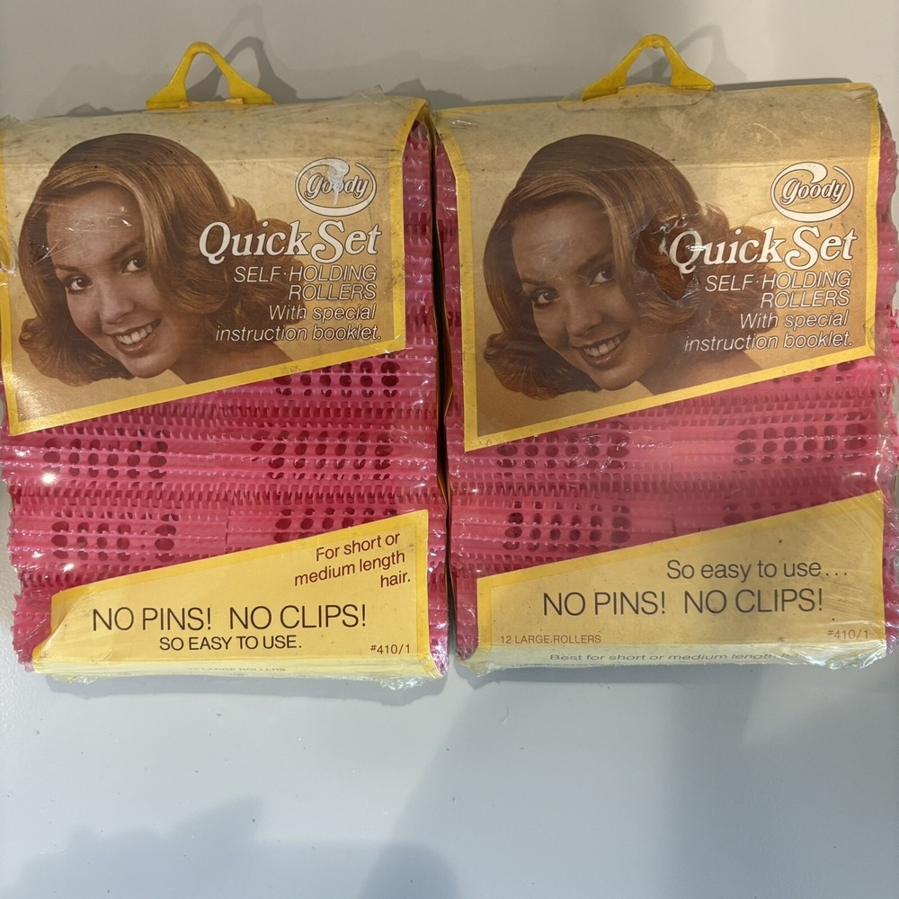 Vintage 1979 Goody Quick Set Self Holding Rollers Short, Medium Hair NEW